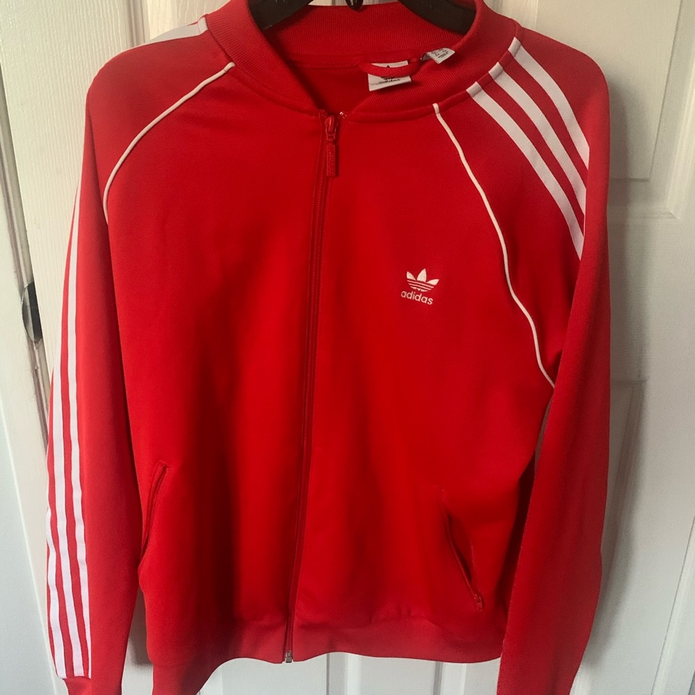 Adidas red track jacket